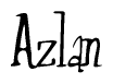 The image contains the word 'Azlan' written in a cursive, stylized font.