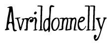 The image is of the word Avrildonnelly stylized in a cursive script.