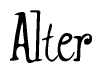 The image is a stylized text or script that reads 'Alter' in a cursive or calligraphic font.