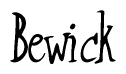 The image is a stylized text or script that reads 'Bewick' in a cursive or calligraphic font.