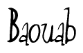 The image is of the word Baouab stylized in a cursive script.