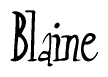 The image contains the word 'Blaine' written in a cursive, stylized font.