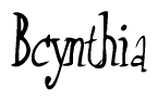 The image is a stylized text or script that reads 'Bcynthia' in a cursive or calligraphic font.