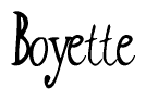 The image is a stylized text or script that reads 'Boyette' in a cursive or calligraphic font.