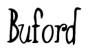 The image contains the word 'Buford' written in a cursive, stylized font.