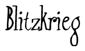 The image contains the word 'Blitzkrieg' written in a cursive, stylized font.