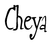 The image contains the word 'Cheya' written in a cursive, stylized font.