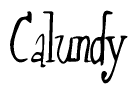 The image is a stylized text or script that reads 'Calundy' in a cursive or calligraphic font.