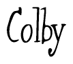 The image is a stylized text or script that reads 'Colby' in a cursive or calligraphic font.