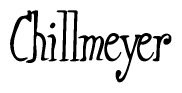   The image is of the word Chillmeyer stylized in a cursive script. 