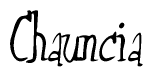 The image contains the word 'Chauncia' written in a cursive, stylized font.