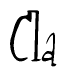 The image is a stylized text or script that reads 'Cla' in a cursive or calligraphic font.