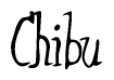 The image contains the word 'Chibu' written in a cursive, stylized font.