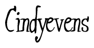 The image is of the word Cindyevens stylized in a cursive script.