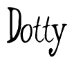 The image is a stylized text or script that reads 'Dotty' in a cursive or calligraphic font.