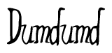 The image is of the word Dumdumd stylized in a cursive script.