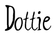 The image is a stylized text or script that reads 'Dottie' in a cursive or calligraphic font.