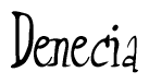 The image is of the word Denecia stylized in a cursive script.