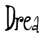 The image is of the word Drea stylized in a cursive script.