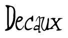 The image contains the word 'Decaux' written in a cursive, stylized font.