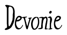 The image is a stylized text or script that reads 'Devonie' in a cursive or calligraphic font.