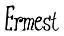 The image is of the word Ermest stylized in a cursive script.