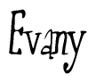 The image is a stylized text or script that reads 'Evany' in a cursive or calligraphic font.