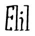 The image is a stylized text or script that reads 'Elil' in a cursive or calligraphic font.