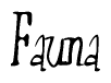 The image is of the word Fauna stylized in a cursive script.