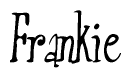 The image contains the word 'Frankie' written in a cursive, stylized font.