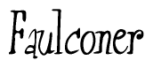 The image contains the word 'Faulconer' written in a cursive, stylized font.
