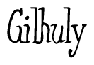 The image is of the word Gilhuly stylized in a cursive script.