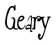   The image is of the word Geary stylized in a cursive script. 