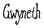 The image is of the word Gwyneth stylized in a cursive script.