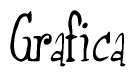The image contains the word 'Grafica' written in a cursive, stylized font.