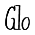  The image is of the word Glo stylized in a cursive script. 