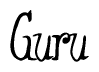 The image contains the word 'Guru' written in a cursive, stylized font.