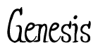 The image is a stylized text or script that reads 'Genesis' in a cursive or calligraphic font.