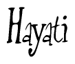 The image contains the word 'Hayati' written in a cursive, stylized font.
