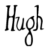 The image contains the word 'Hugh' written in a cursive, stylized font.