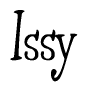 The image contains the word 'Issy' written in a cursive, stylized font.