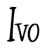 The image is a stylized text or script that reads 'Ivo' in a cursive or calligraphic font.