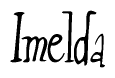 The image contains the word 'Imelda' written in a cursive, stylized font.