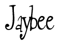 The image is a stylized text or script that reads 'Jaybee' in a cursive or calligraphic font.