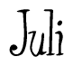 The image is of the word Juli stylized in a cursive script.