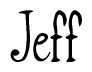 The image is a stylized text or script that reads 'Jeff' in a cursive or calligraphic font.