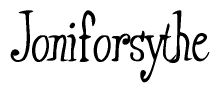 The image is a stylized text or script that reads 'Joniforsythe' in a cursive or calligraphic font.
