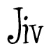 The image is a stylized text or script that reads 'Jiv' in a cursive or calligraphic font.