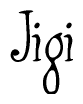 The image is of the word Jigi stylized in a cursive script.