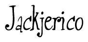 The image is of the word Jackjerico stylized in a cursive script.